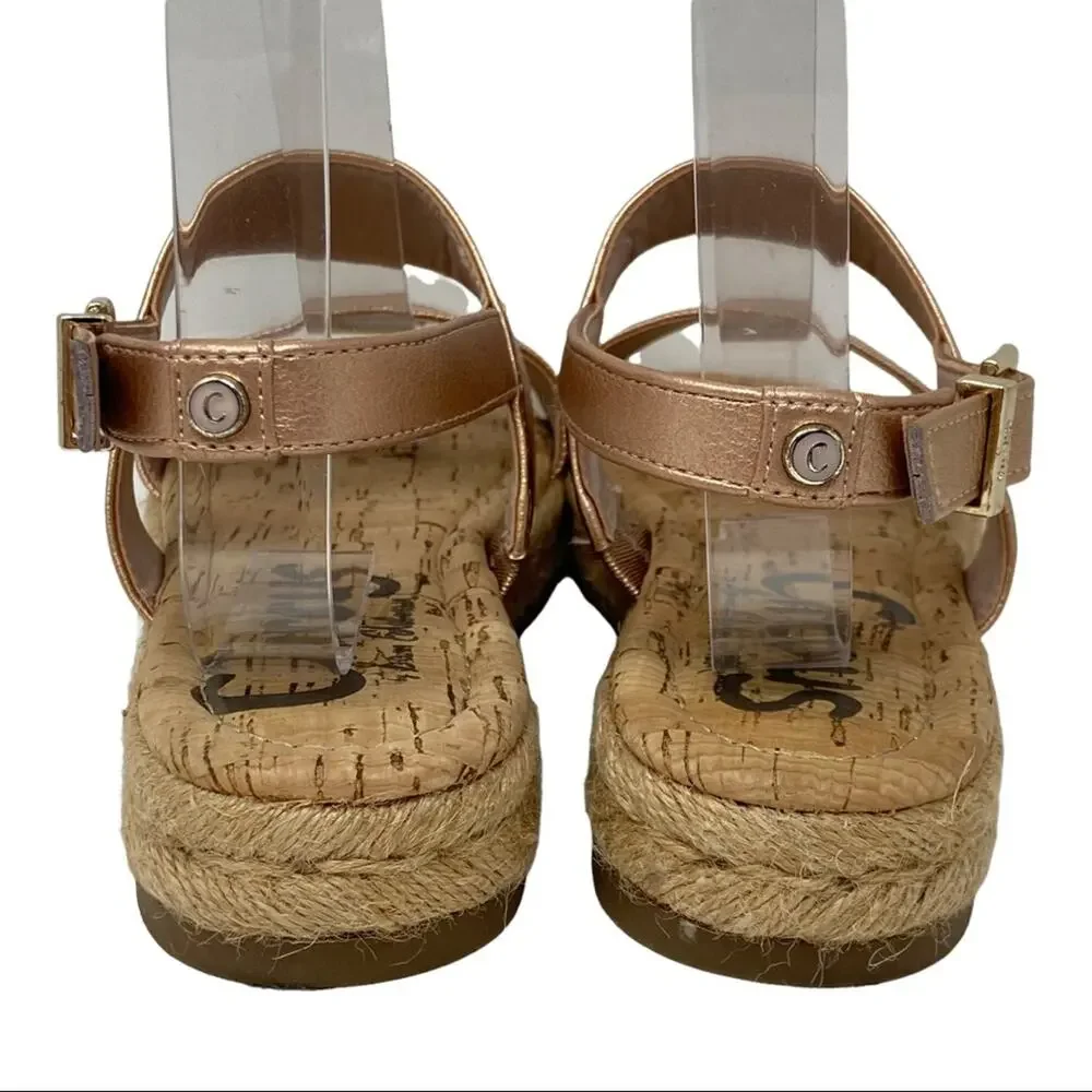 Circus By Sam Edelman Ani Espadrille Sandals Rose Gold Leather Size 6